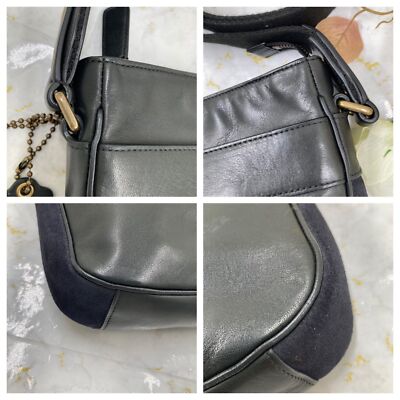 Coach Shoulder bag brand logo simple Crossbody Purse in Black Leather