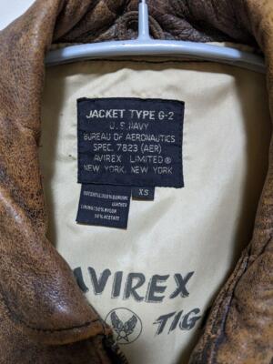 Vintage 80s Avirex G2 Leather Flight Jacket Brown Genuine leather L