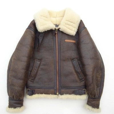 Avirex B-3 flight jacket Mouton Lamb Leather Sheepskin Brown Men's Size 36/M