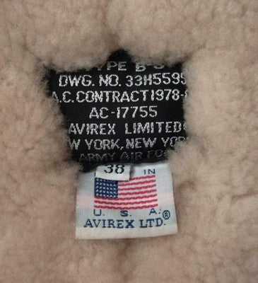 AVIREX TYPE B-3 17755 Genuine Leather Flight Jacket Dark Brown Size M/38