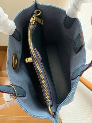 COACH Willow Tote 24 ShoulderBag CR708 Denim INDIGO Blue Women's Bag Outlet New
