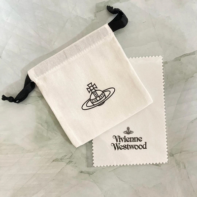 Vivienne Westwood necklace smallorb silver red chain80cm drawstring bag cross