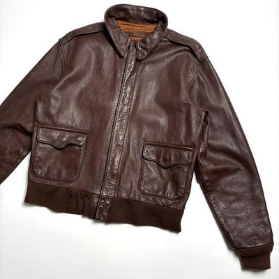 AVIREX A-2 Horse Leather Flight Jacket rider's jacket Brown Size 40/L