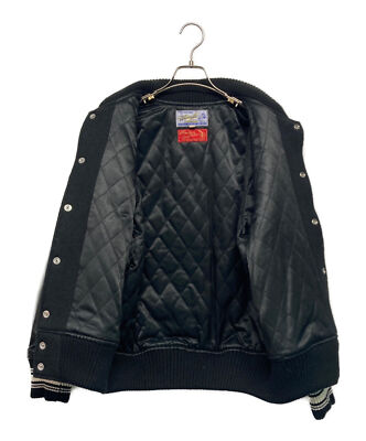 【38】 WHITESVILLE WV1398 Leather Stadium Jumper Varsity Jacket Black