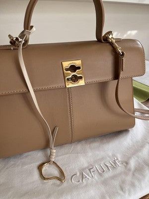 CAFUNÉ leather shoulder bag Stance Bag large with metal fittingssp brown
