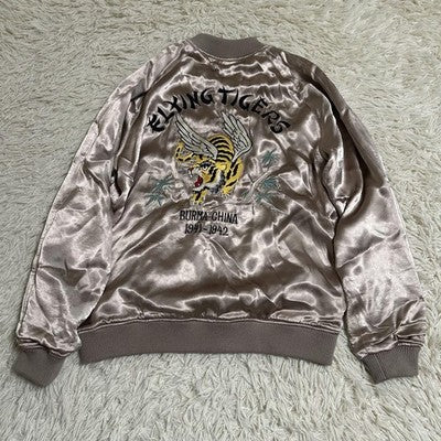 Avirex Flying Tiger Sukajan Jacket Blousons reversible XL Embroidered Pink Beige