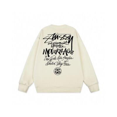 see description size S-XL STUSSY Modernism Logo Print Round Neck Sweater