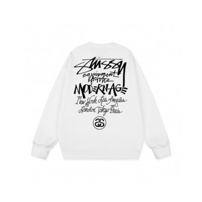 see description size S-XL STUSSY Modernism Logo Print Round Neck Sweater
