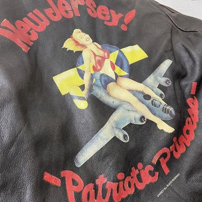 AVIREX A-2 Back Print Flight Leather Jacket  Brown M Vintage Leather Jacket