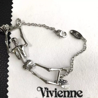 Vivienne Westwood Skeleton Bracelet, Silver, Skull, Mermaid, Length: 18.5cm