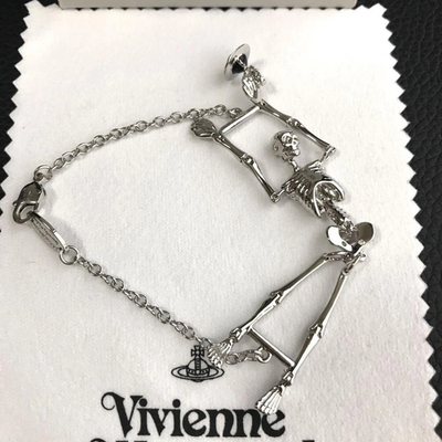 Vivienne Westwood Skeleton Bracelet, Silver, Skull, Mermaid, Length: 18.5cm