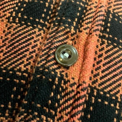 The Flat Head Heavy Flannel Shirt Size 40/L Orange and Black Cotton