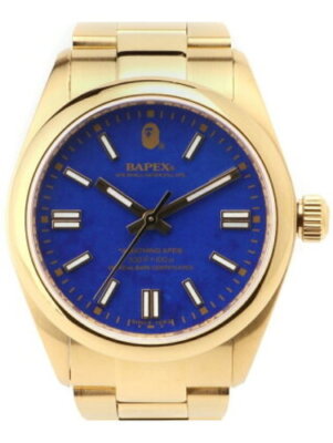 A BATHING APE wristwatch TYPE 7 BAPEX #2 M GK0063_1I80187003 Gold Blue Mens