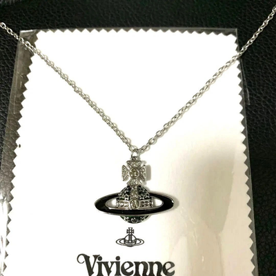 Vivienne Westwood necklace, planet motif, silver, chain 52cm, box included