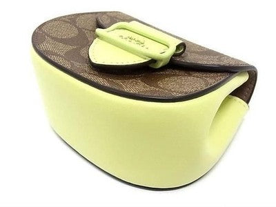 Coach Signature PVC x Leather Chain Mini Shoulder Bag Lime x Brown Canvas