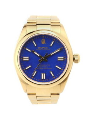 A BATHING APE wristwatch TYPE 7 BAPEX #2 M GK0063_1I80187003 Gold Blue Mens