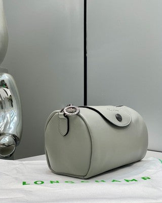 Longchamp Le Pliage XS size Tote Bag Handbag Pouch Turtle Dove Gray Leather