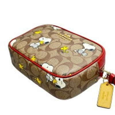 COACH x Peanuts Snoopy Mini Jamie 2-way Camera Bag Signature Canvas CF248 New