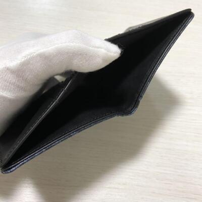 Kyoto traditional Nishijin weave leather bifold wallet indigo dyed 6C