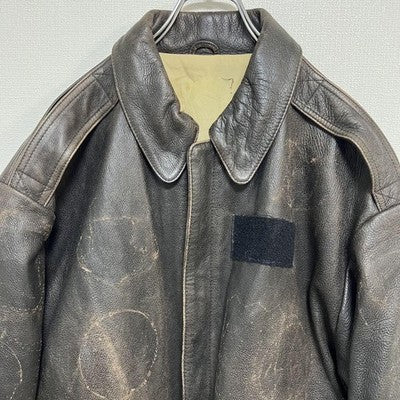 AVIREX A-2 Back Print Flight Leather Jacket  Brown M Vintage Leather Jacket