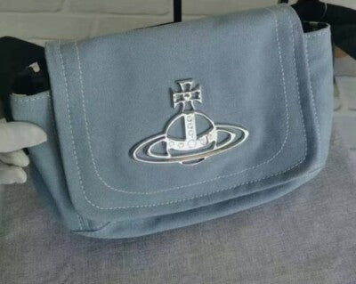 Vivienne Westwood Shoulder Bag Logo Orb Canvas Blue