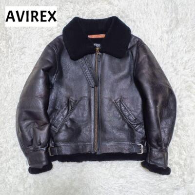 AVIREX Flight Jacket B-3 Mouton Sheep Leather Black 36 Made in America