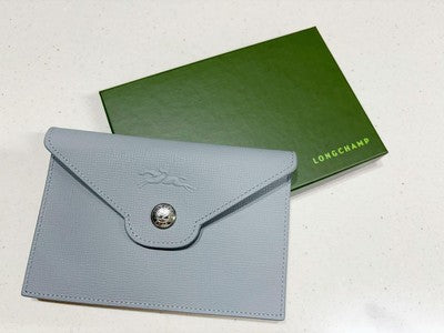 Longchamp Hand bag Clutch Bag Leather Pouch Multi-Case Gray Leather Second bag