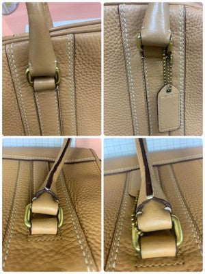 COACH Peppled Satchel Handbag Shoulder bags Zip bag Leather beige 10526