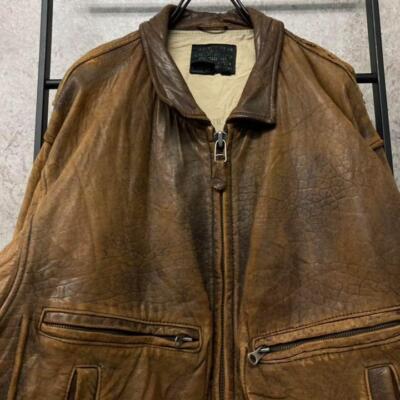 Vintage 80s US NAVY Avirex Type G2 Leather Bomber flight Jacket XL Brown