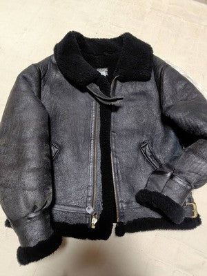 AVIREX B-3 Leather Jacket sheepskin flight jacket size XL/42 Black Rare Model
