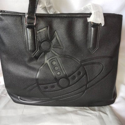 Vivienne Westwood Hamilton Tote Bag Orb Logo Leather Grain Black Outlet Products