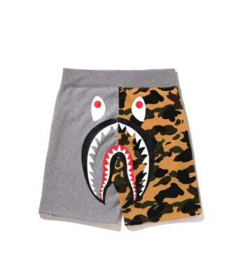 check description A Bathing Ape 1st Camo Back Shark Sweat Shorts Green Yellow