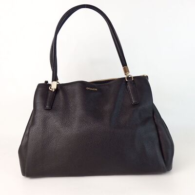 Coach Tote Bag Madison Cafe Carryall City bag Zip bag Black Leather Women's