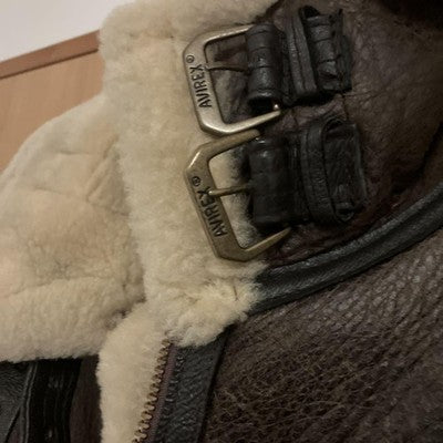Avirex B-3 Flight Leather Jacket Mouton Size 40 Military Vintage Dark Brown
