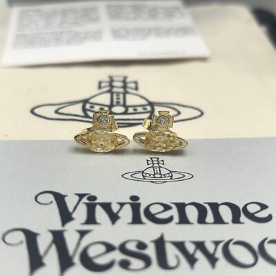check description Vivienne Westwood Star Love ALLIE Oval Zirconia Earrings