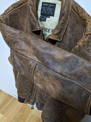 Vintage 80s Avirex G2 Leather Flight Jacket Brown Genuine leather L