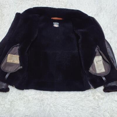 AVIREX Flight Jacket B-3 Mouton Sheep Leather Black 36 Made in America