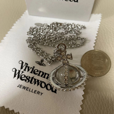 Vivienne Westwood Orb Globe Necklace Silver Clear Accessories Box included New