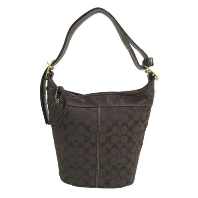 Coach Signature shoulder bag signature pattern brown women's Leather Canvas