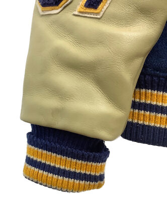 【40】 WHITESVILLE WV11375 Leather Stadium Jumper Award jacket Navy x beige