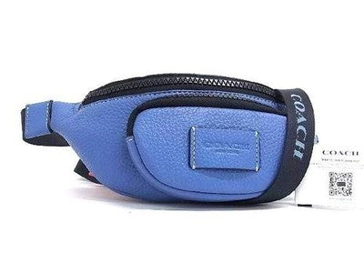Coach Leather Waist Pouch Waist Bag Body Bag Zip bag Men's Women's Blue