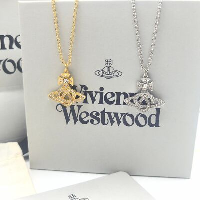 check description Vivienne Westwood Knot Heart Hollow Saturn Necklace Pendant