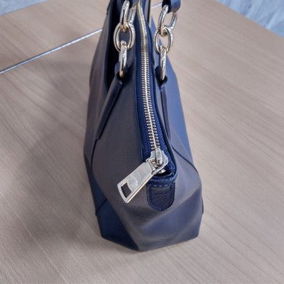 Coach tote bag all leather City bag Zip bag turn lock charm Navy A4 size