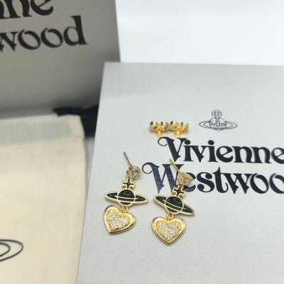 Vivienne Westwood Heart Earrings Elegant Accessories　Gold x Black