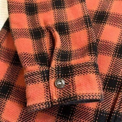 The Flat Head Heavy Flannel Shirt Size 40/L Orange and Black Cotton