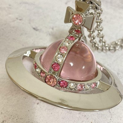 Vivienne Westwood Medium Orb Necklace Pink x Silver Top 6.5 x 6cm C:80cm