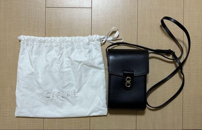 CAFUNE Trunk BoxMini bag for 　women　BlackLeather　With strap