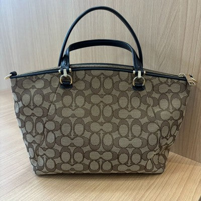 Coach Signature Satchel Handbag Mahogany Brown Zip bag Leather Women's