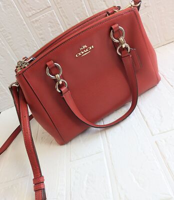 COACH Tote Bag Signature Patent Shoulder bag 2way Zip bag leather Orange