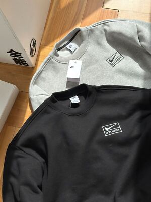 see description size S-L stussy nike Logo Embroidered Crew Neck Sweatshirt